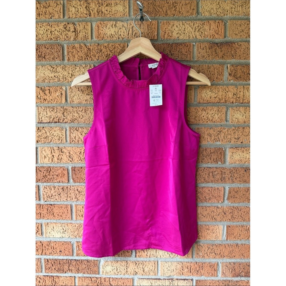 J. Crew NWT Hot Pink Sleeveless Blouse Size Small Button Top at Back